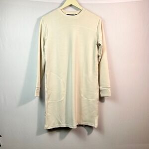 Member's Mark Womens Sandwash Dress Cream Long Sleeve Pockets XS NEW